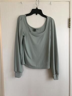 SHEIN Light Green Long Sleeve Ribbed Top Size M